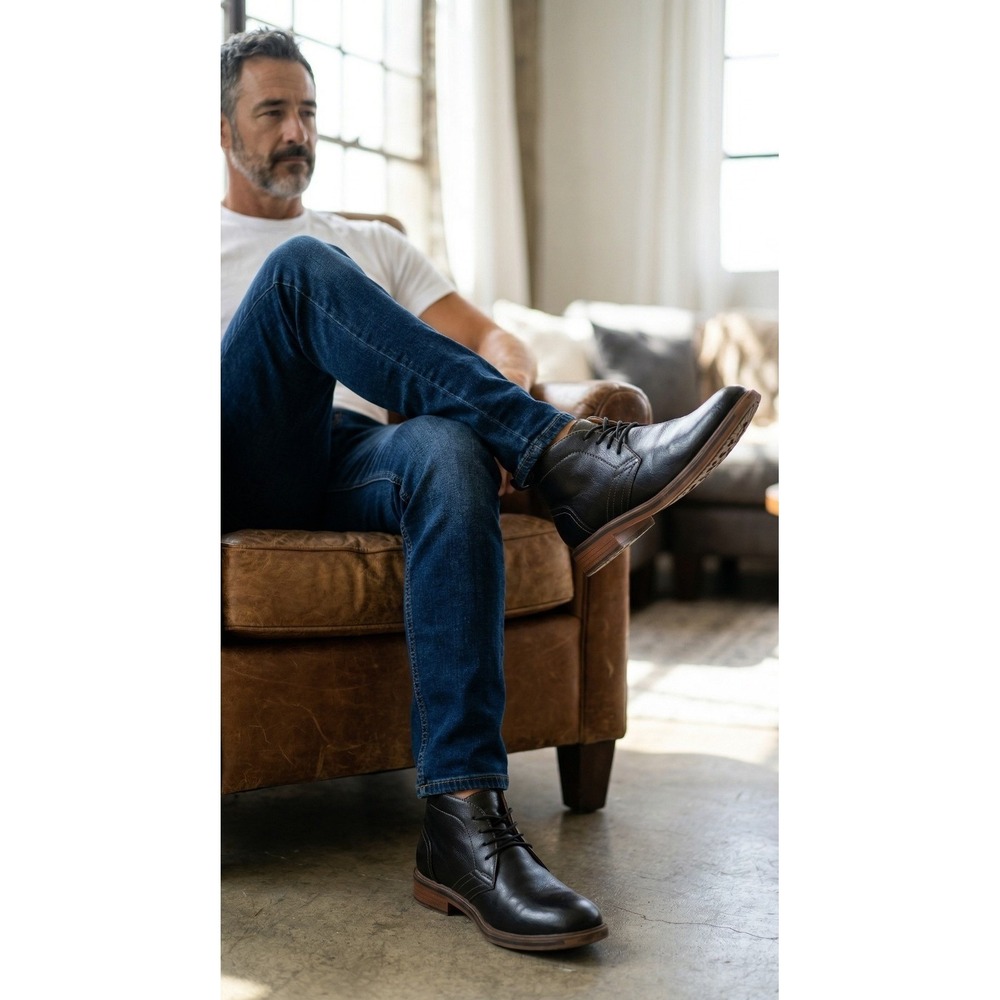 Sonoma‎ Goods For Life  Aaron Black Faux Leather Chukka Boots Size Mens 7 M